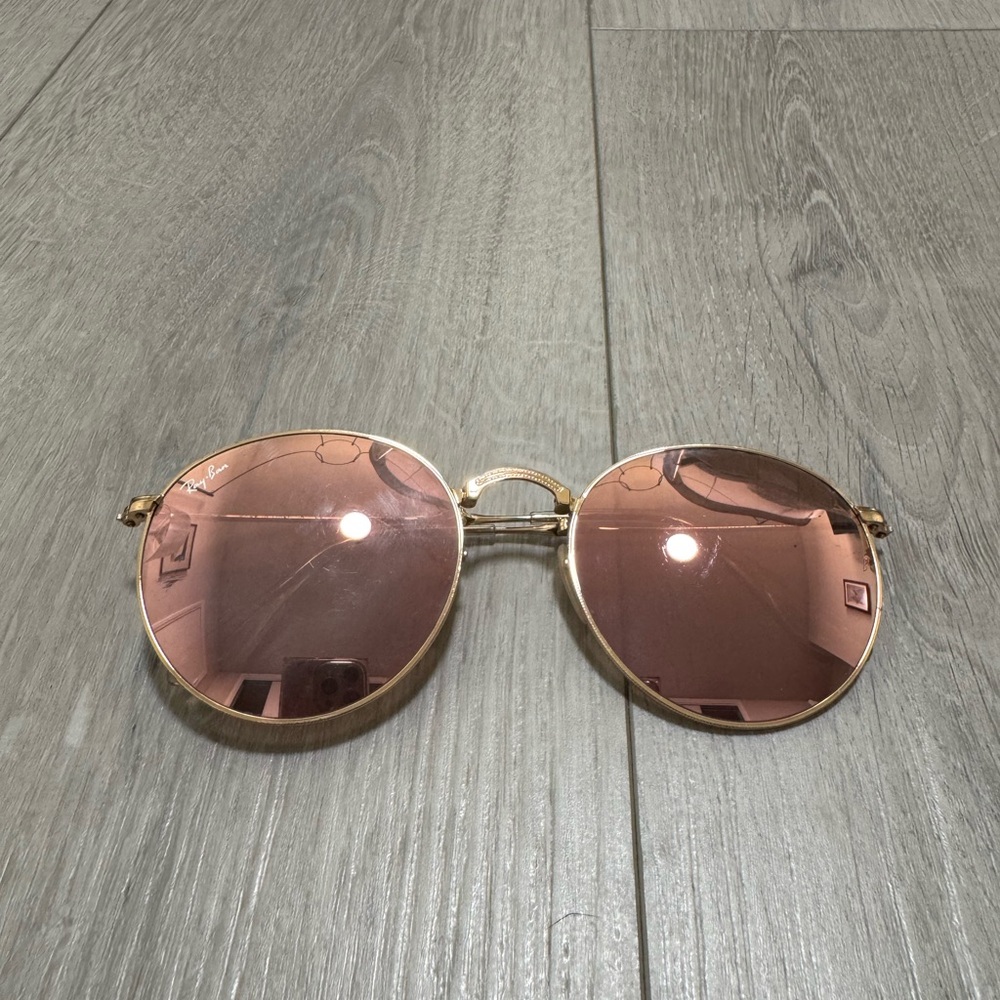 Ray Ban Folding Round Rose Gold Sunglasses